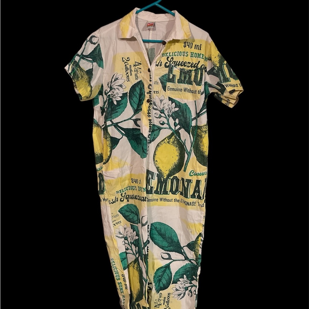 Vintage Sack Lemon Print Jumpsuit Fits sizes-S-L